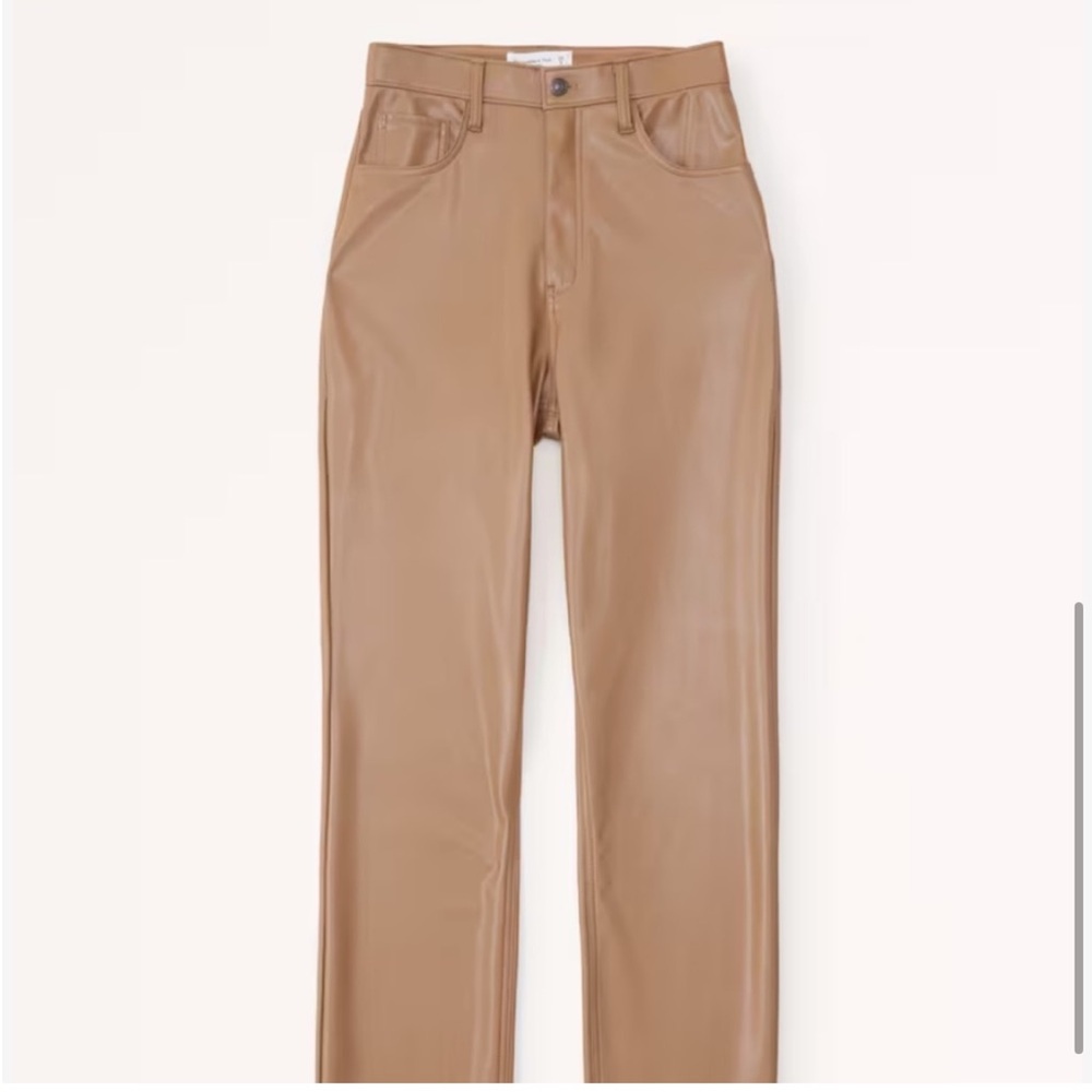 Abercrombie & Fitch The 90’s Straight Tan Vegan Leather Pants - Picture 5 of 8